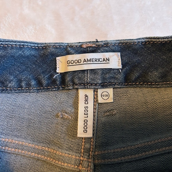 Good American Good Legs Cropped Women's Dark Blue Jeans Sz 6 - Picture 5 of 6